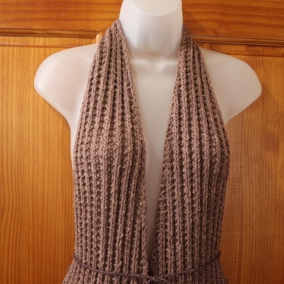 Vintage Scarf Vest Bohemian Hippy Tie Around Scarf With Pockets - Picture 3 of 13